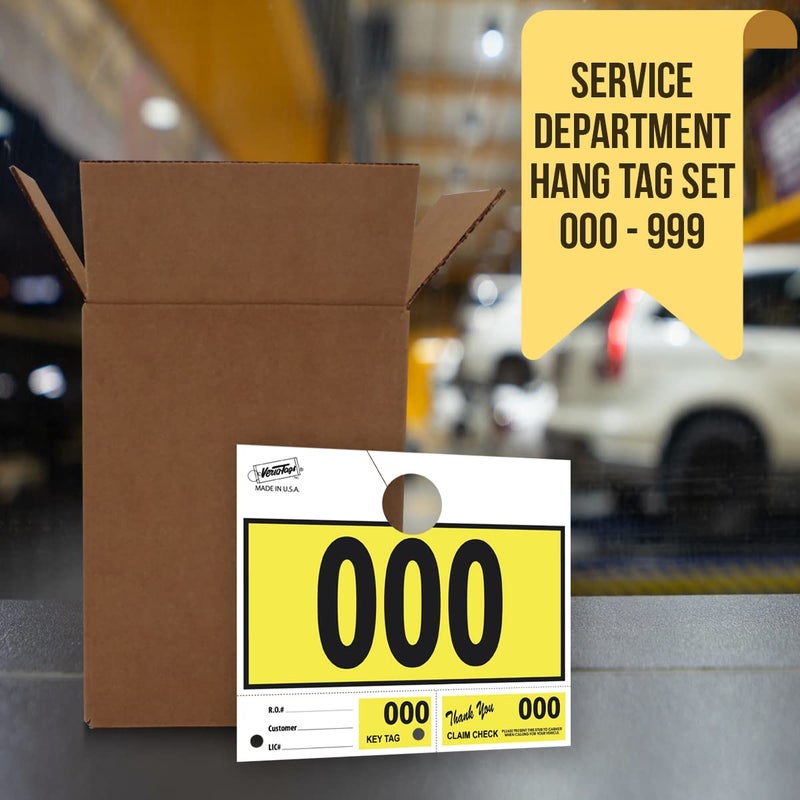 Versa-Tags Car Dealer 1000 Hang Tags - Service Dispatch Numbers for Mechanics and Repair Shops, 3-Part Design Yellow Prenumbered (000-999) - Image 4